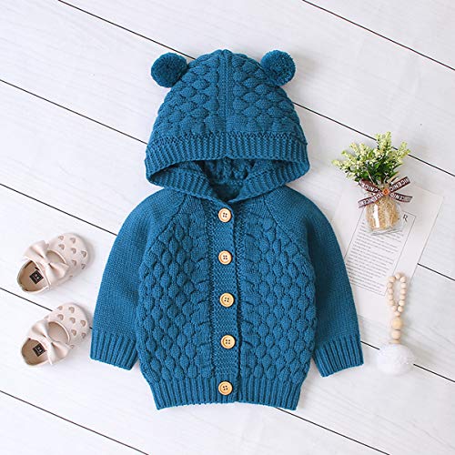 Puseky Knit Hooded Cardigan for Baby Boys and Girls