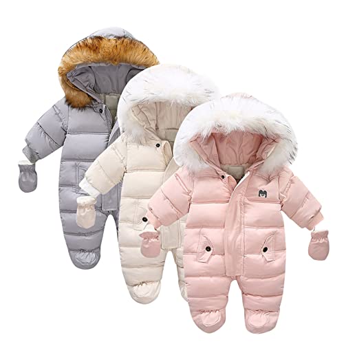 Baby Snowsuit Hooded Coat Jacket Jumpsuit Playsuit Bib