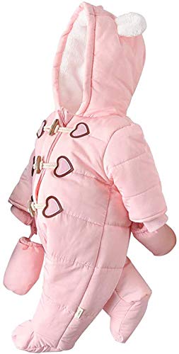 Pink Winter Romper Jumpsuit with Gloves for Infants