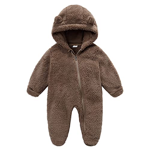 Fairy Baby Snowsuit Hooded Romper Jumpsuit, 3-6M Brown
