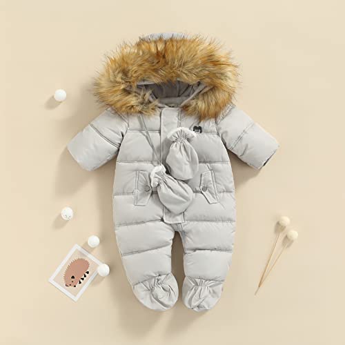 Winter Snowsuit Hooded Coat Romper for Baby Boys Girls