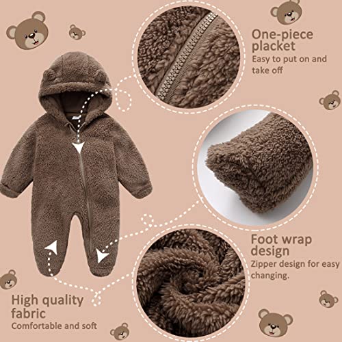 Fairy Baby Snowsuit Hooded Romper Jumpsuit, 3-6M Brown