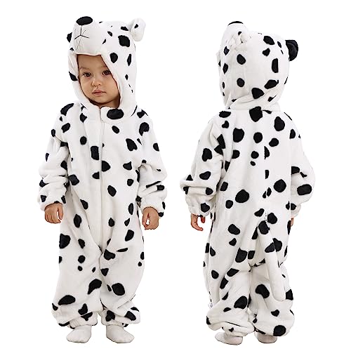 Snow Leopard Hooded Romper Jumpsuit for Toddlers