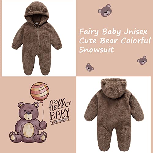 Fairy Baby Snowsuit Hooded Romper Jumpsuit, 3-6M Brown