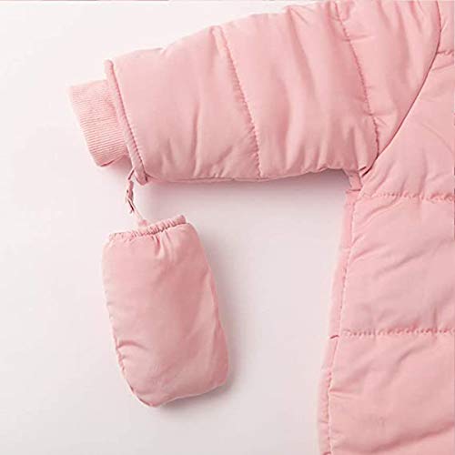 Pink Winter Romper Jumpsuit with Gloves for Infants