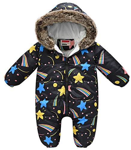 Black Hooded Winter Snowsuit for Baby Boys and Girls