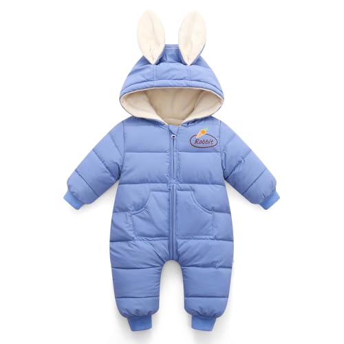 Baby Snowsuit Hooded Jumpsuit - 0-6 Months Blue