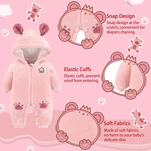 Fairy Baby Infant Hooded Snowsuit Pink 6-9 Months