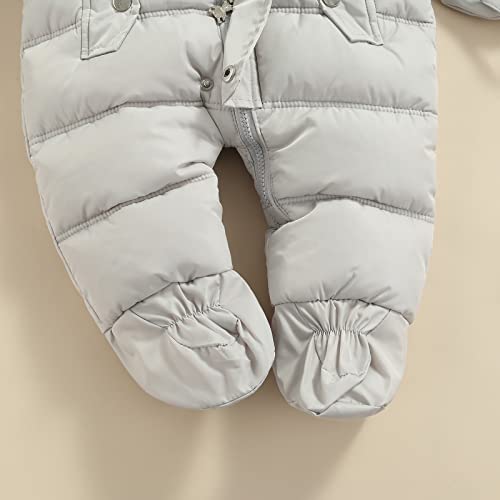 Kaizizi Hooded Winter Snowsuit for Baby (Grey, 3-9 Months)