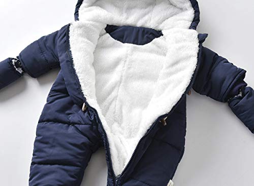 Blue Winter Hooded Snowsuit Jumpsuit for Infant Boys/Girls