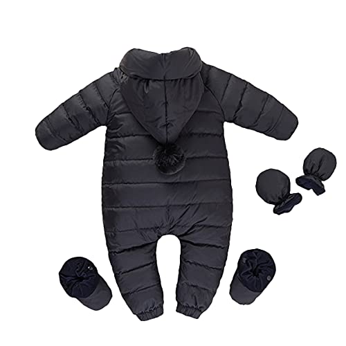 famuka Baby Winter Hooded Puffer Snowsuit, Black