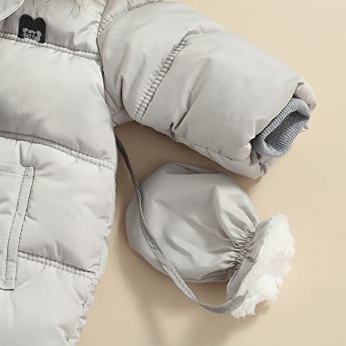 Kaizizi Hooded Winter Snowsuit for Baby (Grey, 3-9 Months)
