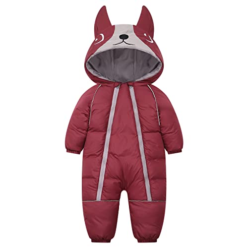 Burgundy Snowsuits for Baby Girls and Boys 9-12 Months
