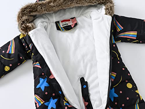 Black Hooded Winter Snowsuit for Baby Boys and Girls