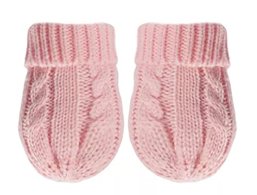 Infant Knitted Cable Mittens, Pink, Nb-12 Months