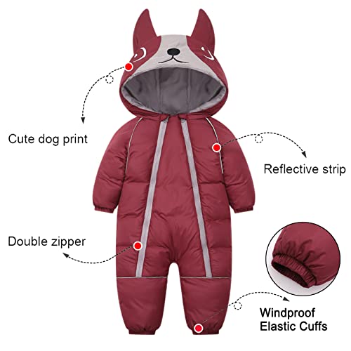 Burgundy Snowsuits for Baby Girls and Boys 9-12 Months