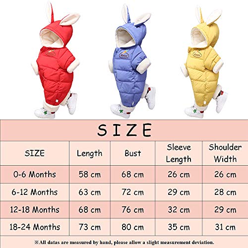 Baby Snowsuit Hooded Jumpsuit - 0-6 Months Blue