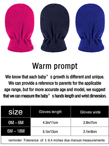 6 Pairs Newborn Baby Fleece Lined Mittens Set