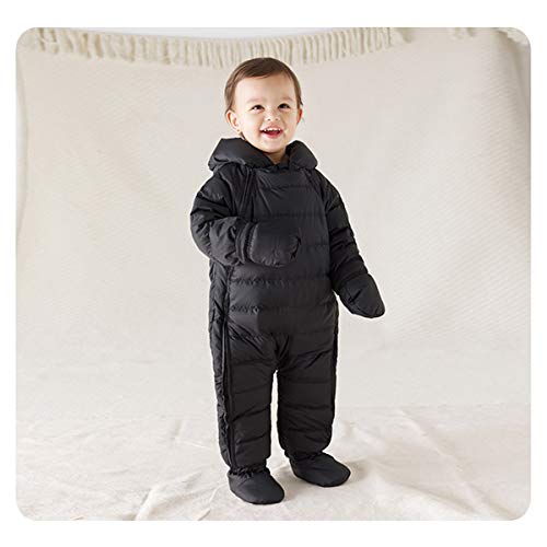 famuka Baby Winter Hooded Puffer Snowsuit, Black