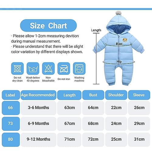 Blue Baby Snowsuit Jumpsuit, 6-9 Months