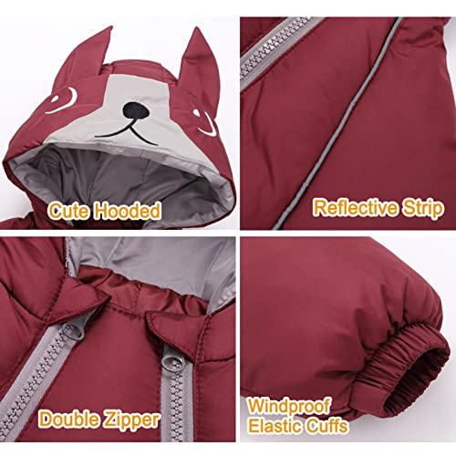 Burgundy Snowsuits for Baby Girls and Boys 9-12 Months