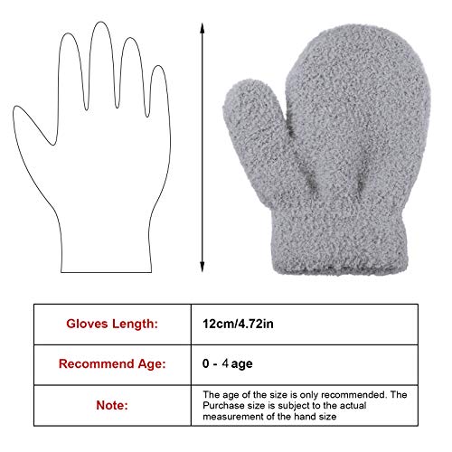 Jupsk Knitted Coral Fleece Toddler Gloves, Boys/Girls, 1-4 Yrs, 6 Pairs