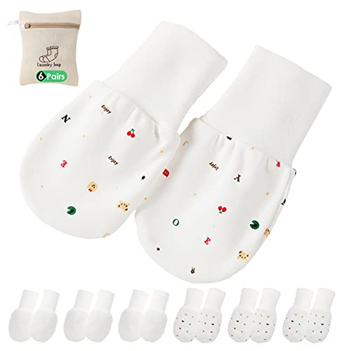 6 Pairs Baby Anti-Scratch Mittens for Boys/Girls