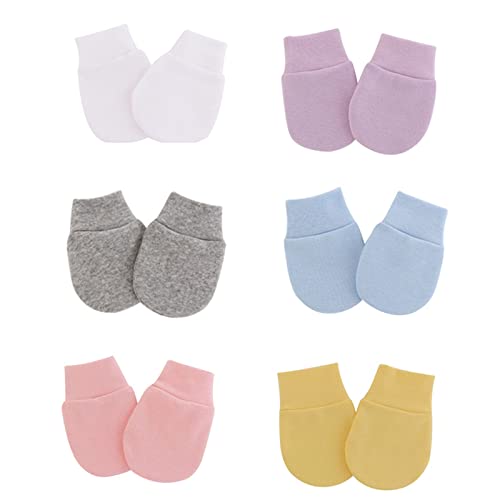 Soft Cotton Baby Gloves and Mittens, 6 Pairs