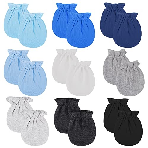 9 Pairs Cotton Baby Mittens for Newborn Boys/Girls