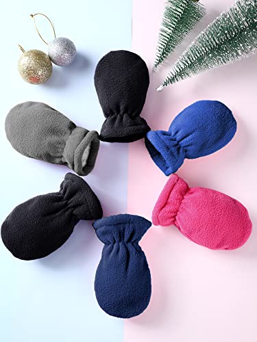 6 Pairs Newborn Baby Fleece Lined Mittens Set