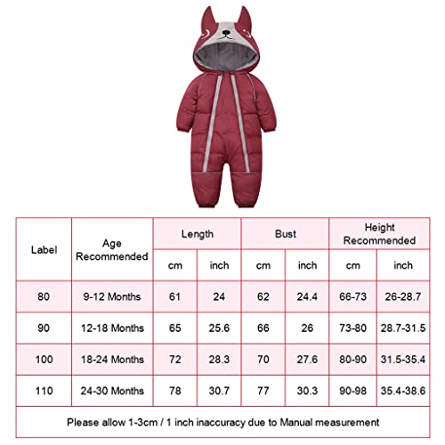 Burgundy Snowsuits for Baby Girls and Boys 9-12 Months