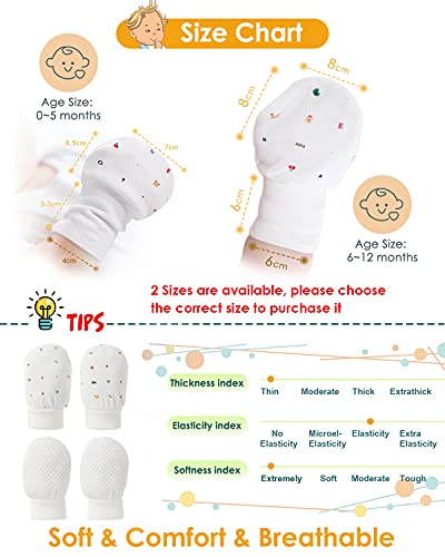 6 Pairs Baby Anti-Scratch Mittens for Boys/Girls