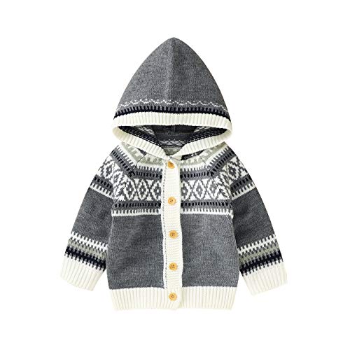 NORTH EDGE Baby Hooded Sweater Jacket Gray