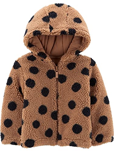 Carter's Baby Girls' Sherpa Hooded Jacket, Black/Brown Polka Dot