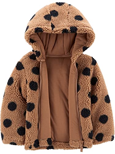 Carter's Baby Girls' Sherpa Hooded Jacket, Black/Brown Polka Dot