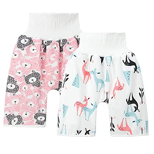 2 Packs Strong Absorbent Toddler Training Pants, Waterproof, Breathable