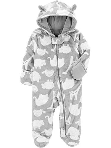 Carter's Baby Fleece Footed Jumpsuit Pram Snowsuit, Grey