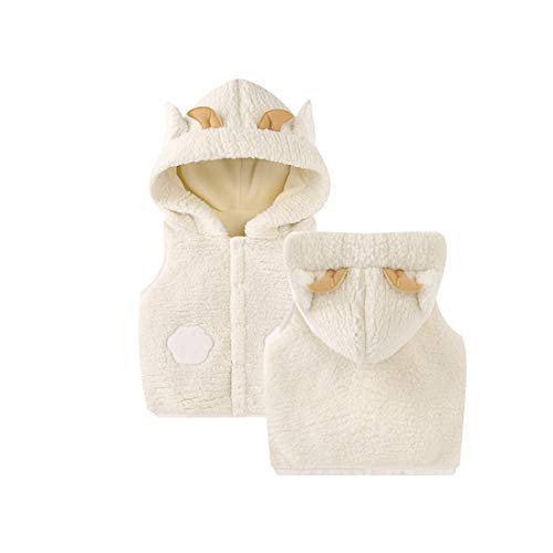 Sheep Sleeveless Hooded Imitation Lamb Wool Vest Beige