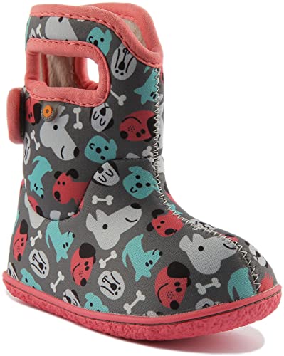 BOGS Baby Girls Puppy Grey Insulated Wellies Boots