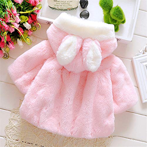 Baby girl hooded cape coat in pink, 18-24M