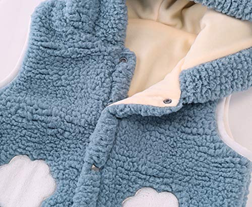 Sheep Sleeveless Hooded Imitation Lamb Wool Vest Beige