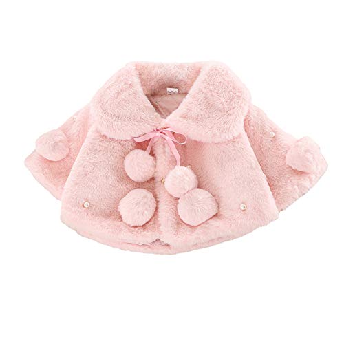 Pink Faux Fur Baby Girls Cape Jacket (6-12 Months)