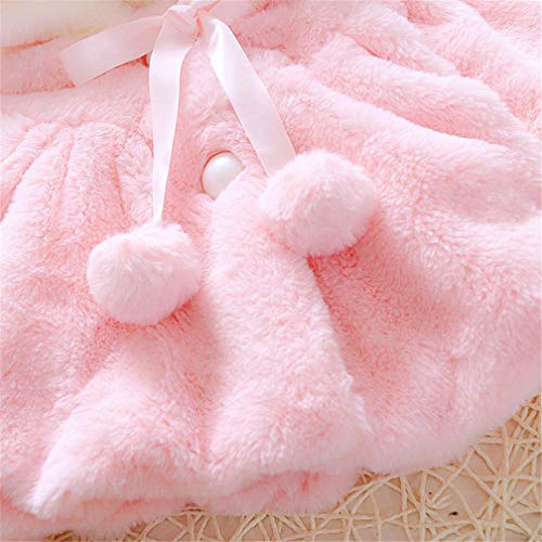 Baby girl hooded cape coat in pink, 18-24M