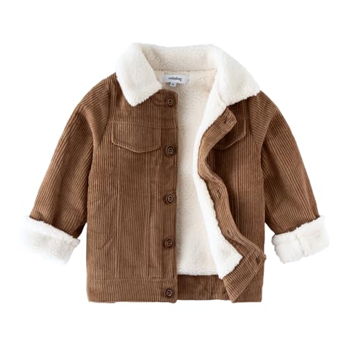 Brown Corduroy Sherpa Jacket for Toddler Boys and Girls