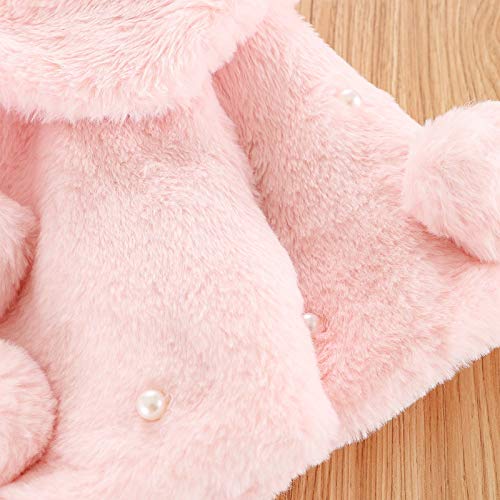 Pink Faux Fur Baby Girls Cape Jacket (6-12 Months)