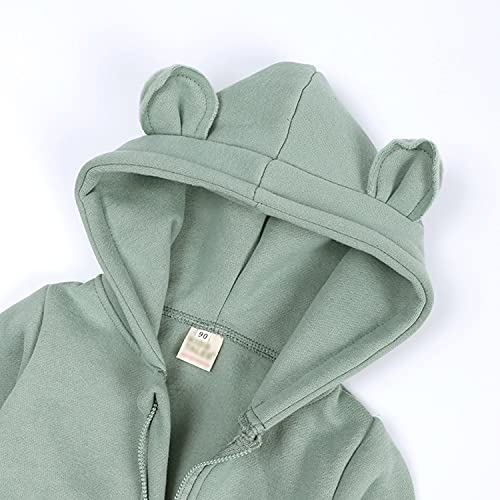 Newborn Baby Bear Ear Hooded Jumpsuit - Green
