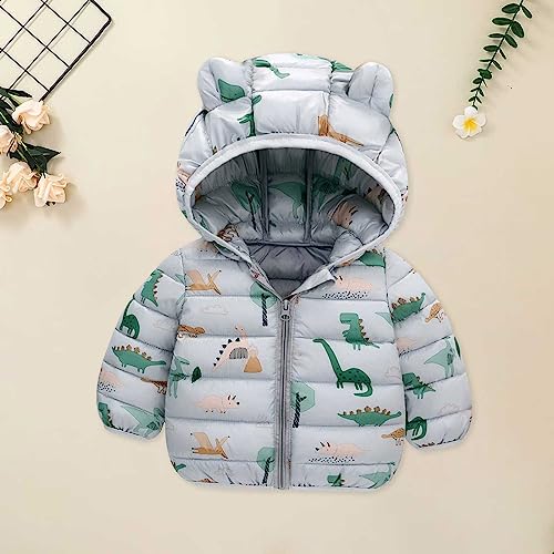 Grey Padded Toddler Winter Coat, 6-12 Months, Unisex
