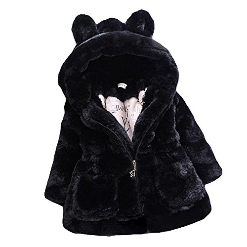 Baby Girls Rabbit Fur Hooded Coat for Winter