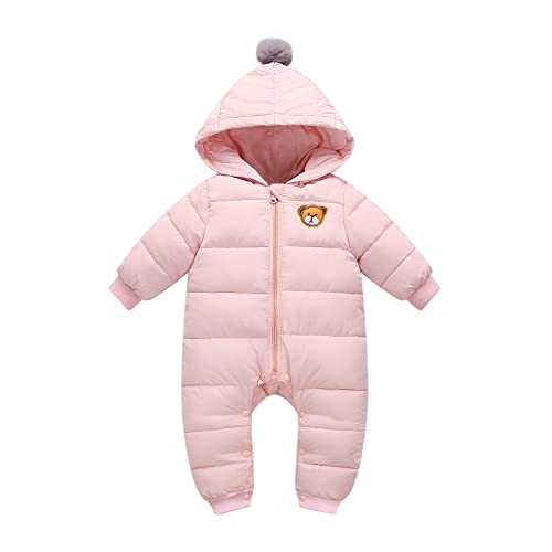 Pink Winter Hooded Baby Snowsuit, 12-18 Months