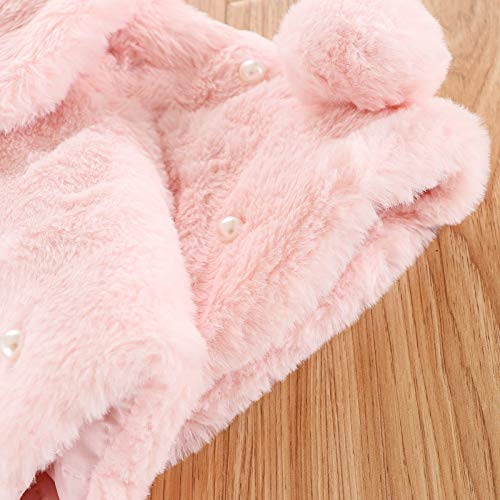 Pink Faux Fur Baby Girls Cape Jacket (6-12 Months)